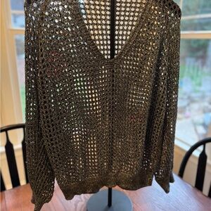 Chic Black Knit Women's Blouse